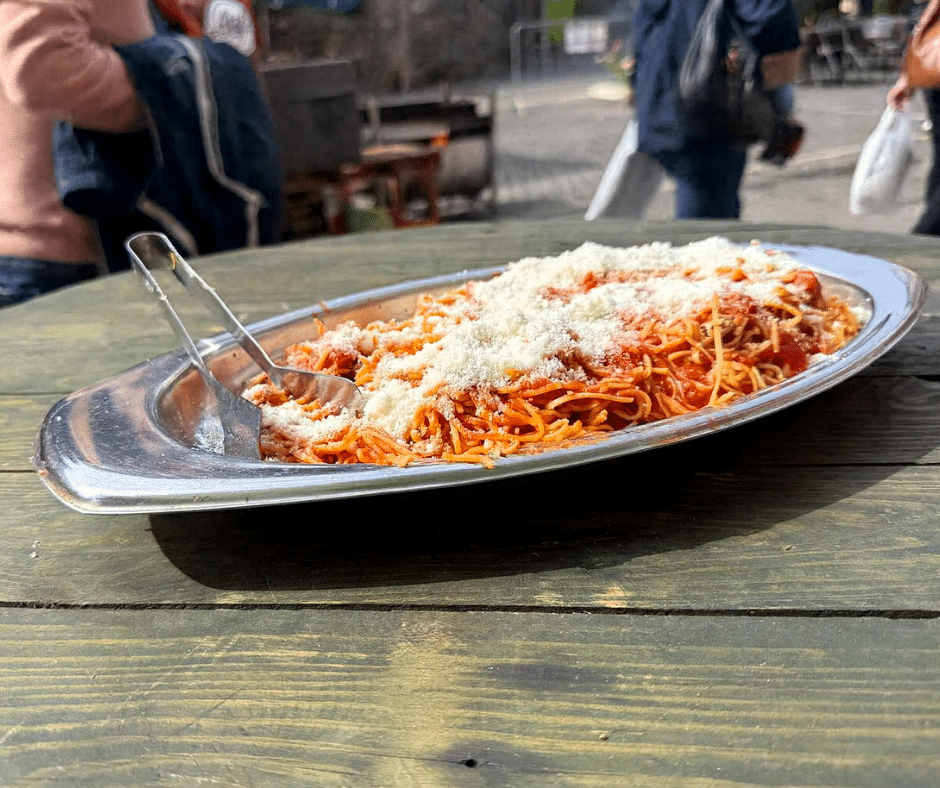 Typical Canepina macaroni dish served during the Chestnut Festival