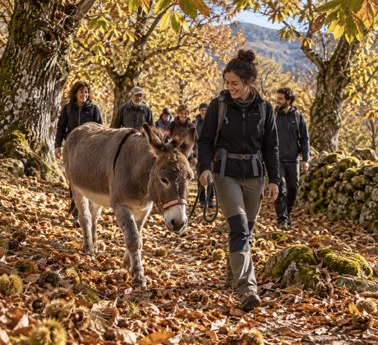 Passeggiate sugli asini a Canepina durante la festa delle Giornate della Castagna.